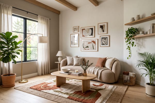 Contemporary living room redesigned by the AI interior design tool